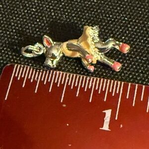 Silver Ballerina Pig Charm with Pink Accents.